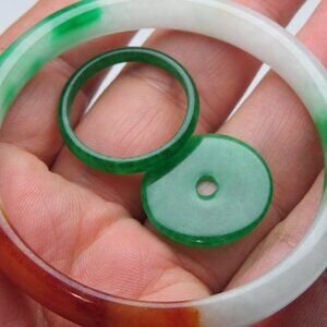"Natural Jade bangle +   REE Jade Ring & Jade Donut 57mm "